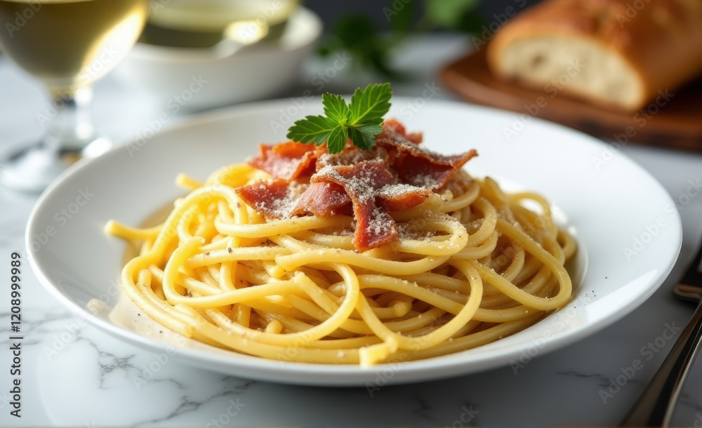 spaghetti with carbonara spaghetti with carbonara