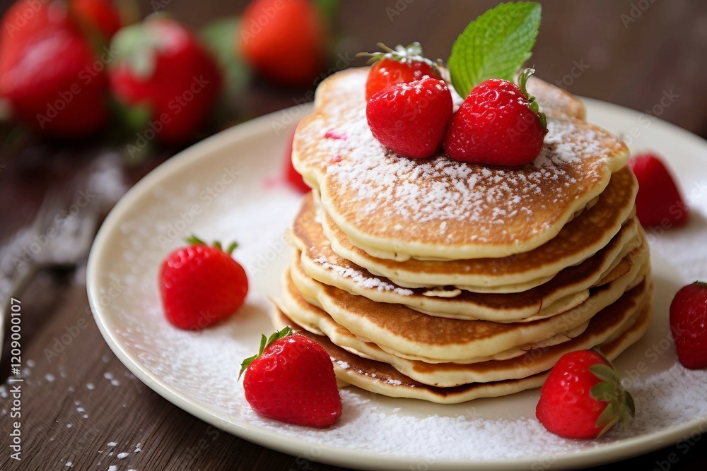 Stack of Heart-shaped Pancakes for Valentine's Day Stack of Heart-shaped Pancakes for Valentine's Day