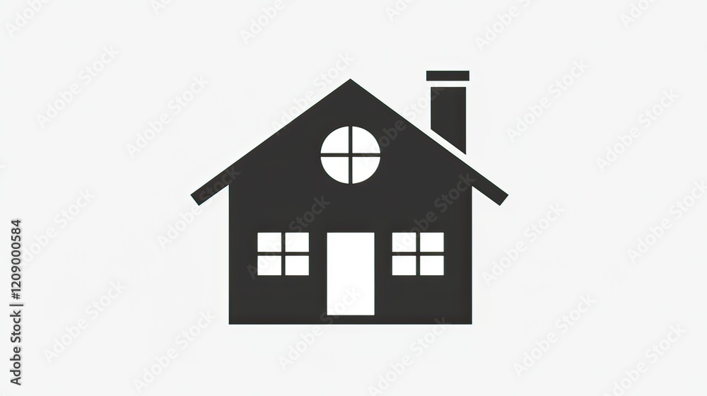A minimalist house icon in black and white. A minimalist house icon in black and white.