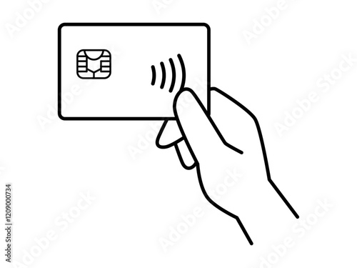 タッチ決済のクレジットカードを使うイラスト