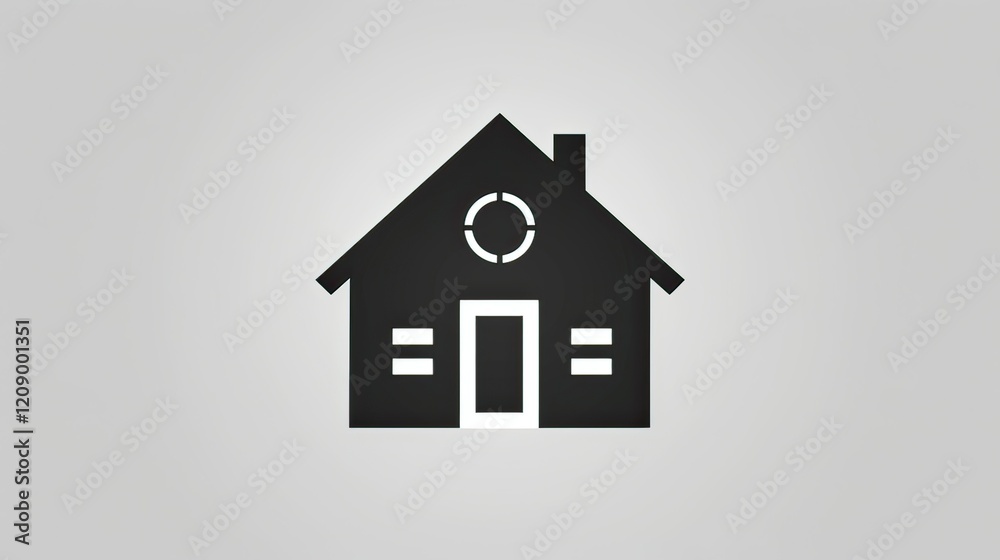 A minimalist house icon in black and white. A minimalist house icon in black and white.