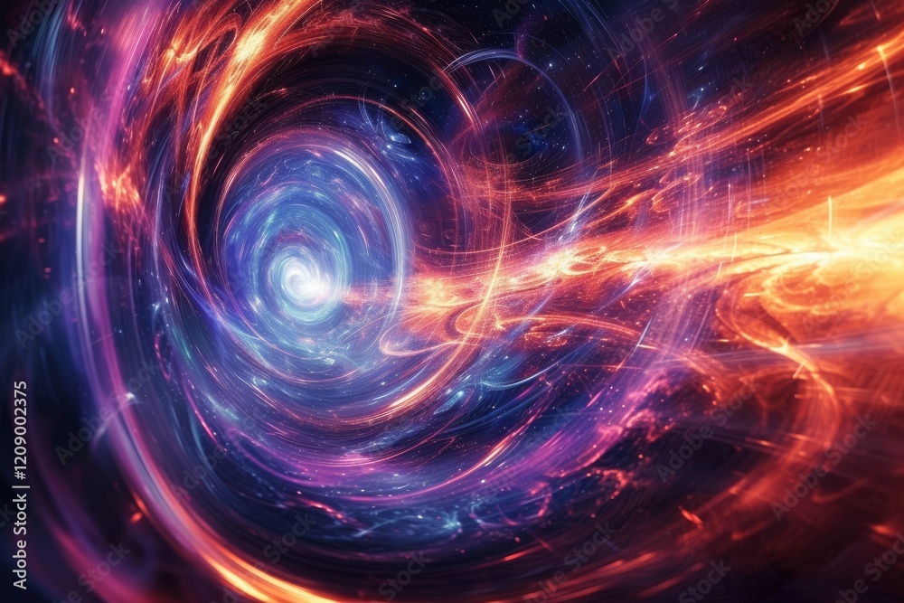 A breathtaking view of swirling magnetic fields distorting time and space within a cosmic vortex, showcasing the dynamic interplay of light and color in an otherworldly realm A breathtaking view of swirling magnetic fields distorting time and space within a cosmic vortex, showcasing the dynamic interplay of light and color in an otherworldly realm