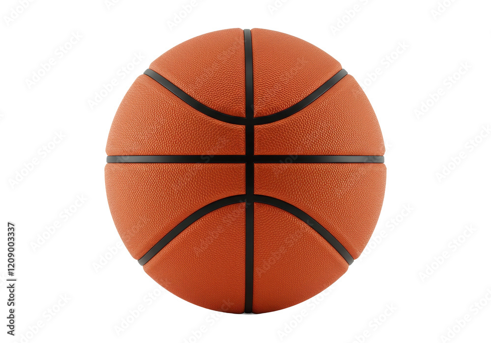 Fototapeta premium Textured orange basketball with black lines, isolated on a white background
