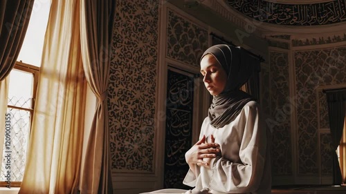 Captivating Scene of a Woman Contemplating by the Window Footage