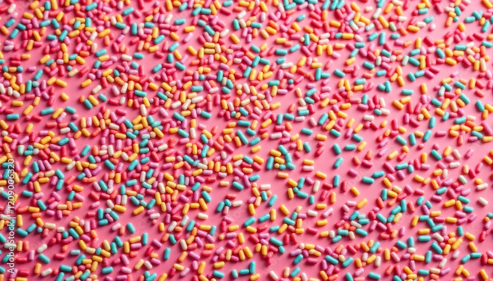 Colorful sprinkles scattered on a pink background
Colorful sprinkles scattered on a pink background