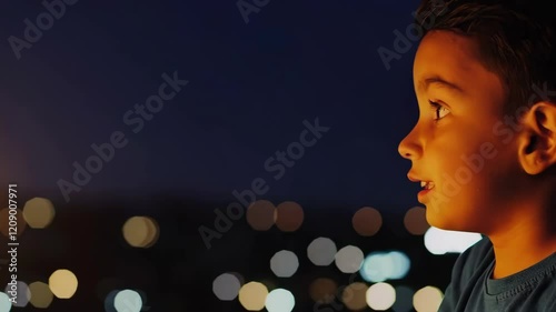 Child Holding Lantern in Warm, Cinematic Footage Scene