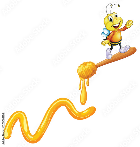 Cheerful Bee with Honey Drizzle