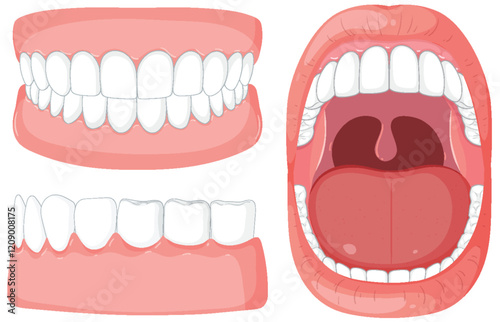 Human Mouth and Teeth Anatomy Illustration