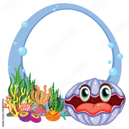 Colorful Underwater Scene with Clam