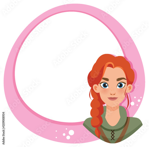 Red-Haired Girl in Pink Frame