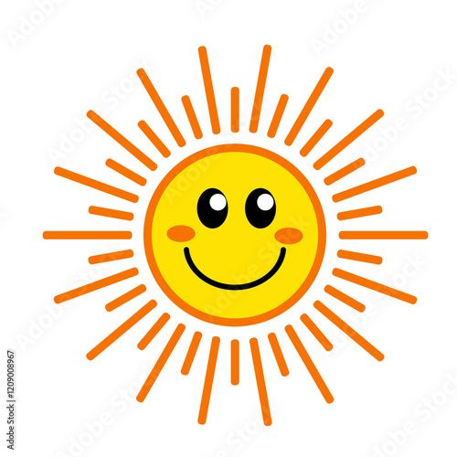 cute yellow sun sticker with smile