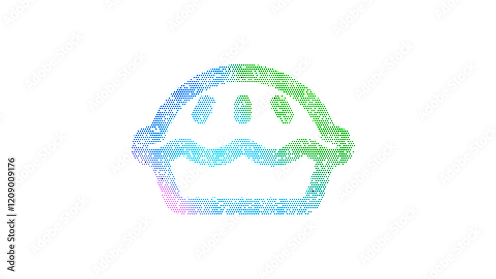 Icon pie is made up of LED square shapes. There are bright diodes and there are black dead diodes Icon pie is made up of LED square shapes. There are bright diodes and there are black dead diodes
