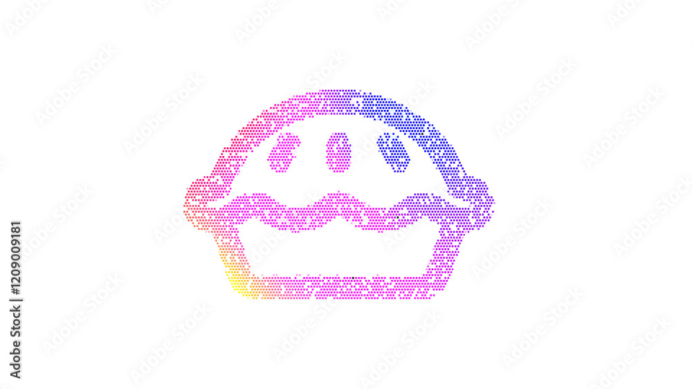 Icon pie is made up of LED square shapes. There are bright diodes and there are black dead diodes Icon pie is made up of LED square shapes. There are bright diodes and there are black dead diodes