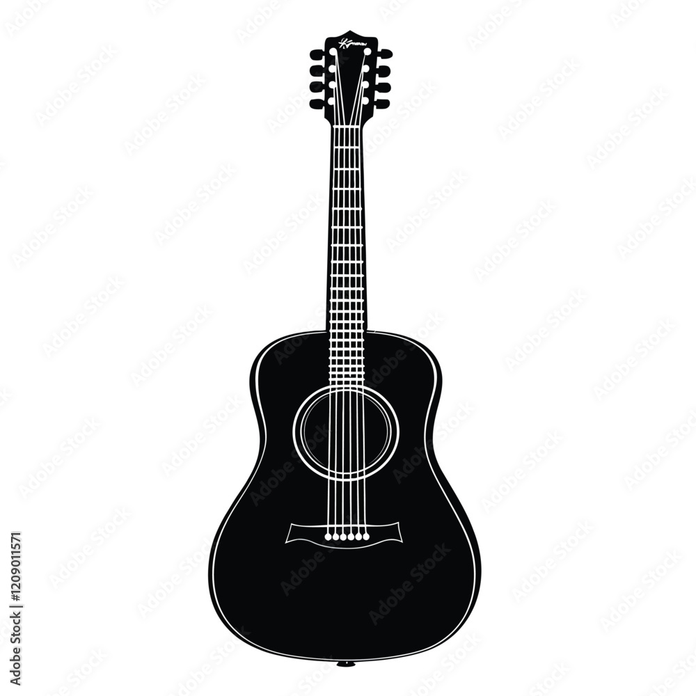 Obraz premium Acoustic Guitar, acoustic guitar vector illustration, Acoustic Guitar Silhouette,