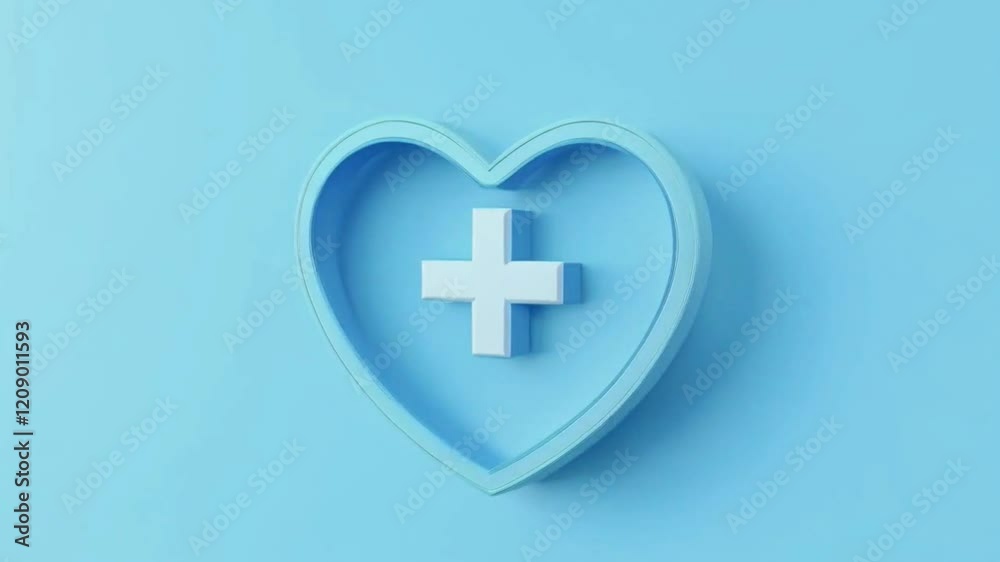 A digital illustration shows a heart shape with a medical cross centered to represent healthcare and wellness A digital illustration shows a heart shape with a medical cross centered to represent healthcare and wellness