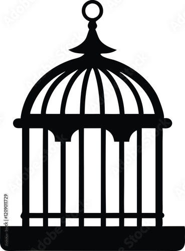 Bird cage silhouette vector, Bird cage icon design