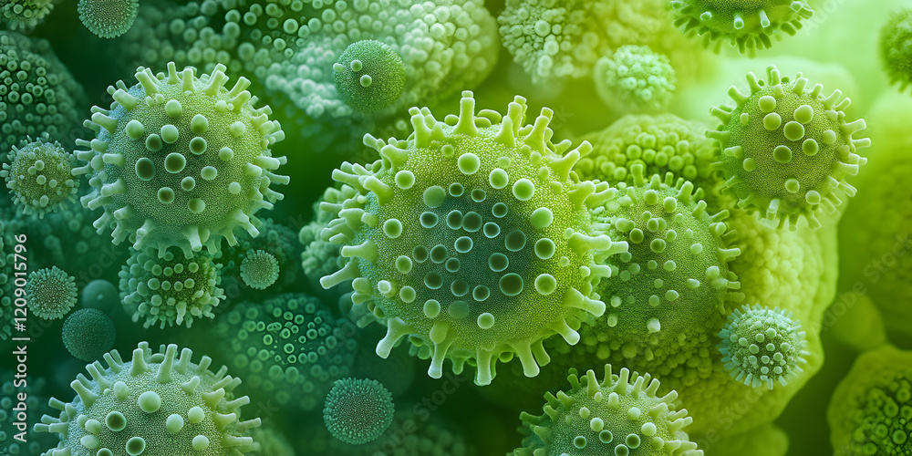A close-up, abstract depiction of a virus, as a scientific yet artistic, blending realism with abstraction A close-up, abstract depiction of a virus, as a scientific yet artistic, blending realism with abstraction