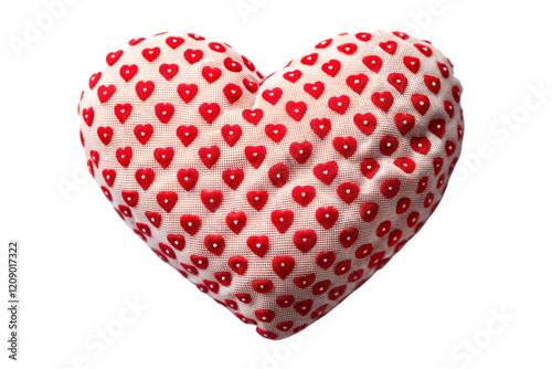 Heart-shaped pillow with red hearts
