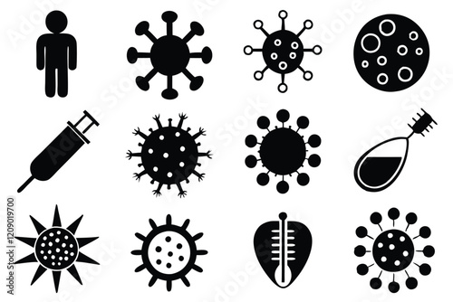 Virus icon, virus silhouette