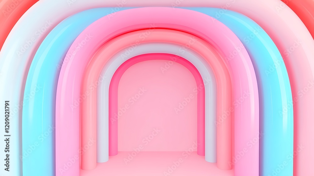 Fototapeta premium Colorful Archway Background in Soft Pastel Shades for Creative Projects and Digital Designs