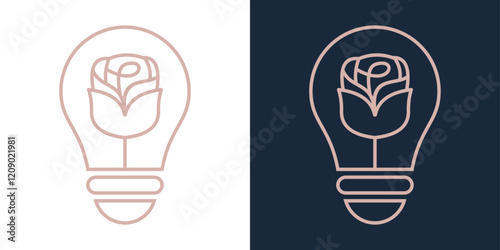 rose flower lamp icon logo design line art abstract vector