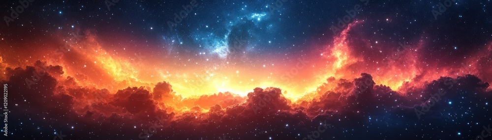 Fototapeta premium Patriotic 4th of July Background with Watercolor Stars and Red White Blue Gradient