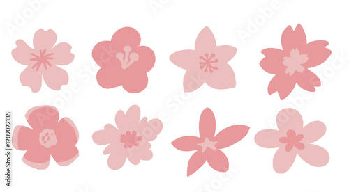 pastel floral decoration concept,Flower clipart Set 3, A unique abstract drawing of sakura in soft pink pastel tones, inspired by Japanese flowers.cherry blossom design for decoration cards, posters
