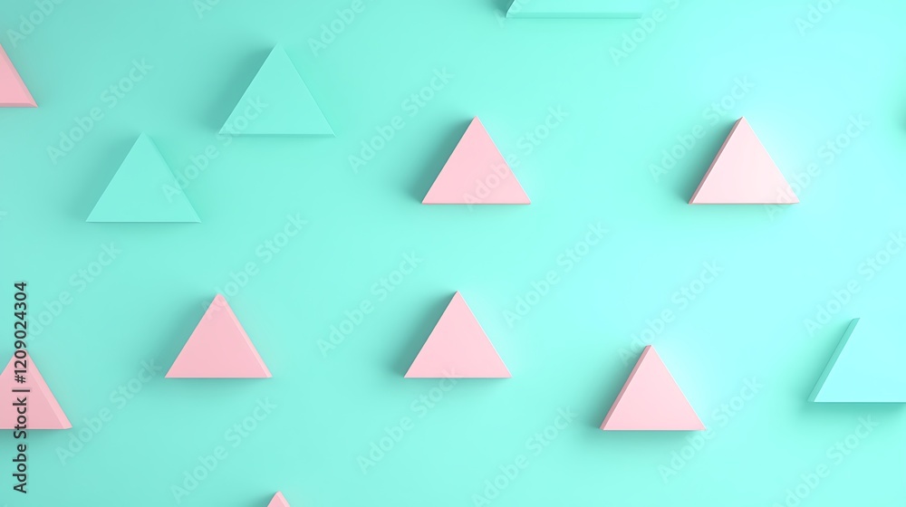 Colorful Geometric Triangle Shapes on a Soft Blue and Green Background for Modern Design and Decoration Colorful Geometric Triangle Shapes on a Soft Blue and Green Background for Modern Design and Decoration