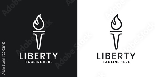 Liberty torch statue logo icon design template