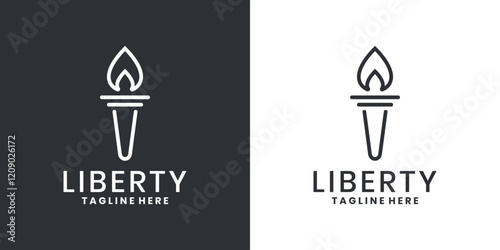 Liberty torch statue logo icon design template