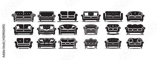 Sofa Silhouette Vector Collection, Couch Silhouette 