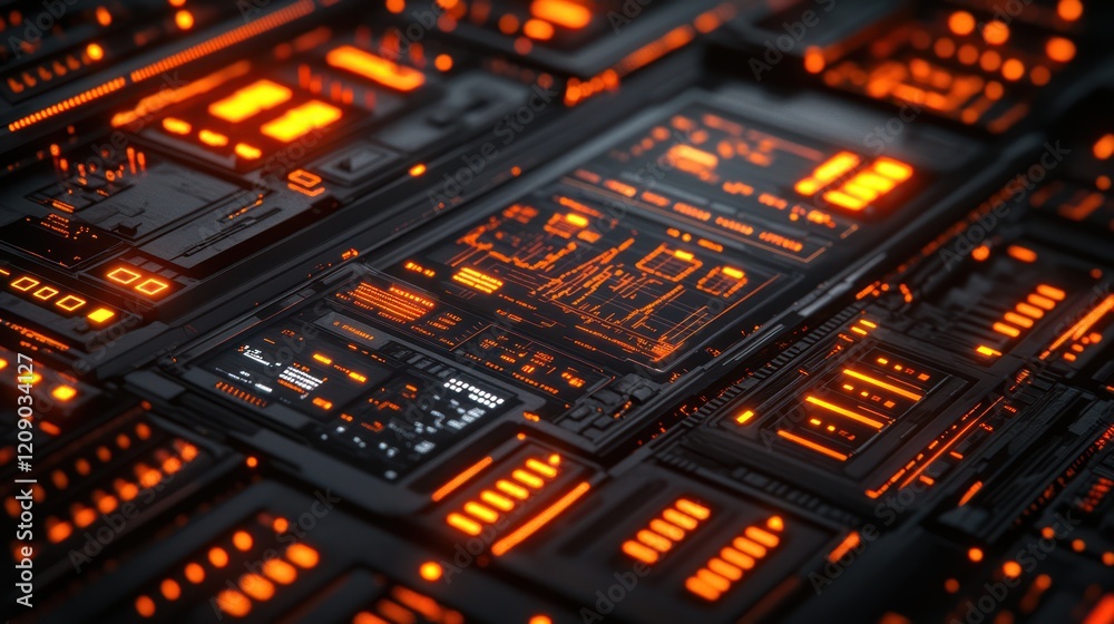 A detailed, glowing virtual screen displaying complex stock market lines, financial charts, and data over a dark background A detailed, glowing virtual screen displaying complex stock market lines, financial charts, and data over a dark background