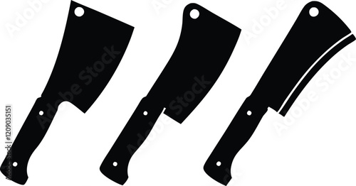 Butchers cleaver silhouette vector, Knife cleaver icon vector