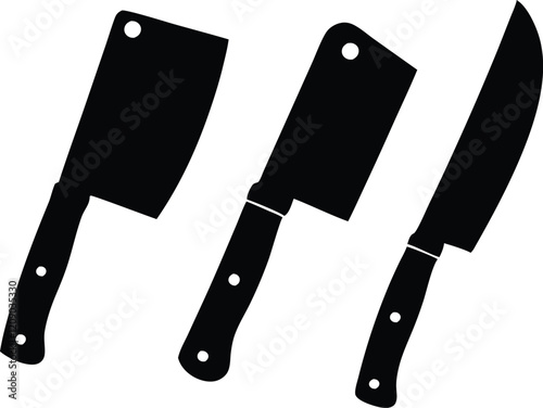 Butchers cleaver silhouette vector, Knife cleaver icon vector