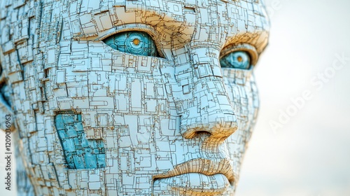 Wallpaper Mural Digital Human Face, AI Concept Art Torontodigital.ca