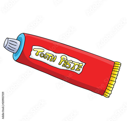 Cute cartoon hand drawn vector toothpaste clipart.