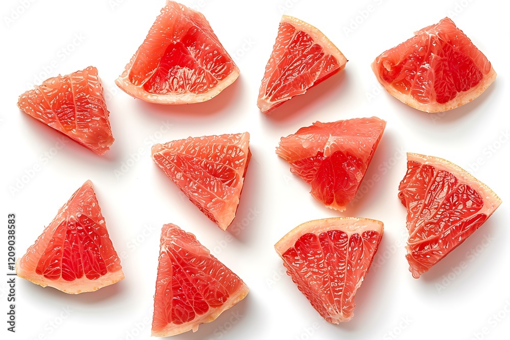 Juicy grapefruit pieces isolated on white background Juicy grapefruit pieces isolated on white background