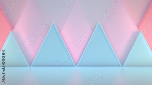 Modern Geometric Background with Triangular Shapes in Pastel Pink and Blue for Creative Projects