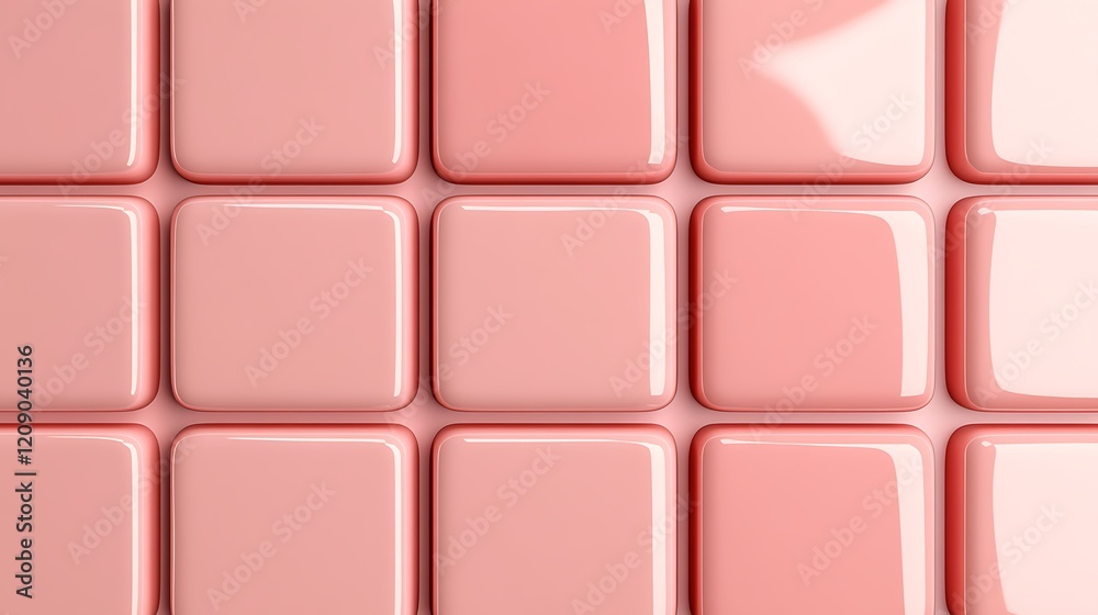 Fototapeta premium Pink Glossy Square Tiles Arrangement for Interior Design and Background Use