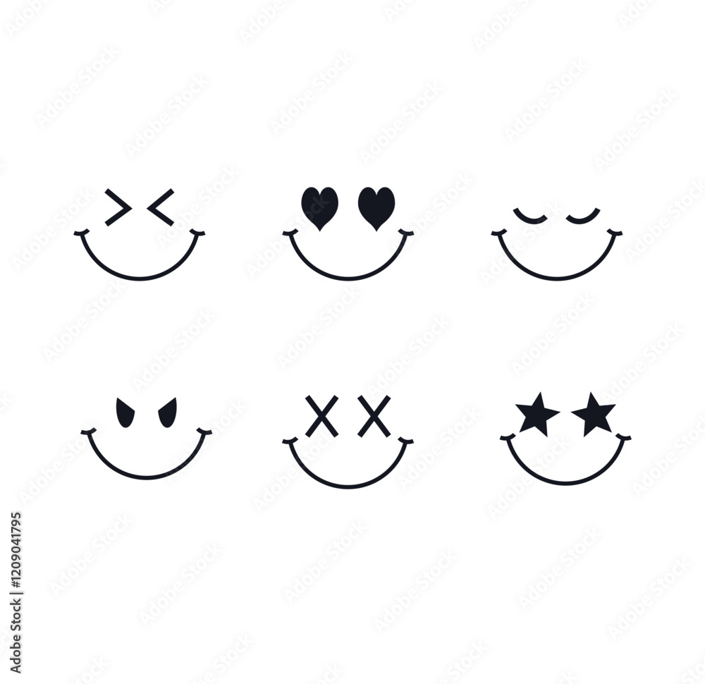 Emoji Smiley Face Vector Line Stroke, Set of emoticons emoji vector Emoji Smiley Face Vector Line Stroke, Set of emoticons emoji vector