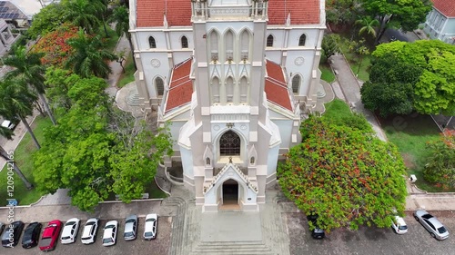 Central Church At Mococa In Sao Paulo Brazil. Religion Background. Catholic Church. Central Square. Central Church At Mococa In Sao Paulo Brazil. Countryside City. Mococa Brazil. photo