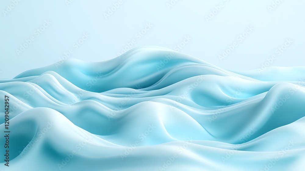 Obraz premium Soft Blue Waves with Gentle Curves Creating a Calm and Tranquil Background for Design and Art Projects