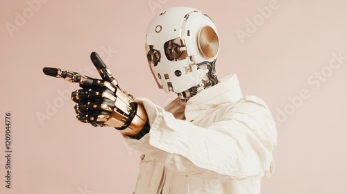 A man dressed in a white suit and mask stands confidently, holding a pair of gloves, embodying a mysterious and professional demeanor. photo