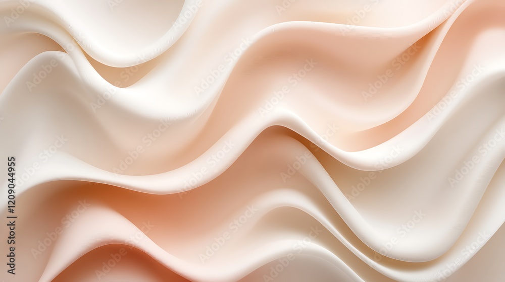 Fototapeta premium Soft Flowing Waves of Elegant Cream and Peach Fabric Textures in Abstract Design for Modern Backgrounds