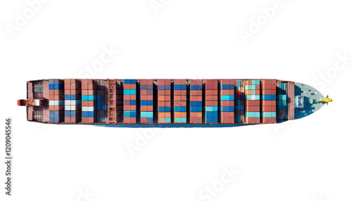 Obraz na płótnie container cargo aerial view ship sea vessel harbor export seaport port international trade maritime import freight logistic shipping transportation w salonie