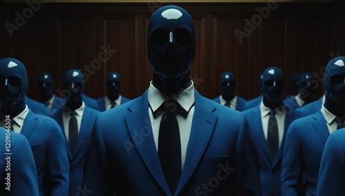Anonymous Figures in Blue Suits: A Mysterious Gathering