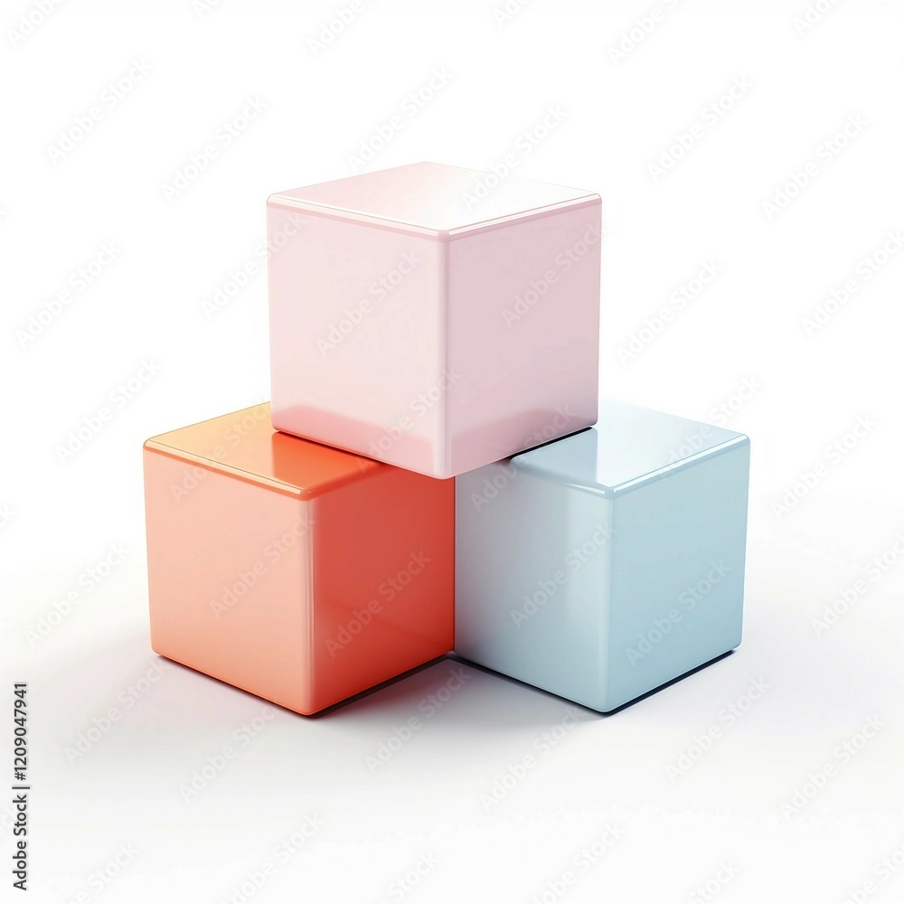 Obraz premium Abstract Image of Three Pastel Colored Squares on a White Background