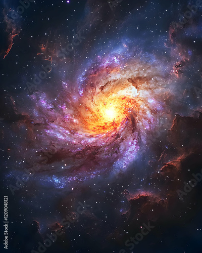 Spiral Galaxy: Cosmic Dance of Stars & Nebulae photo