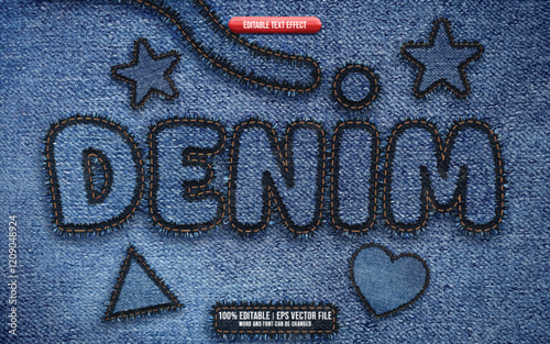 Denim 3D editable text effect