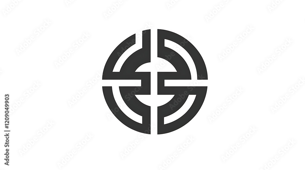 Abstract Oval Shaped Geometric Chinese Symbol Design Abstract Oval Shaped Geometric Chinese Symbol Design